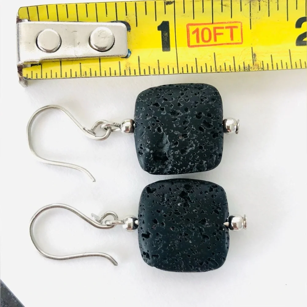 ⭐️ 5 for $25 ⭐️ Black lava square earrings - NEW carded & arrive gift packaged